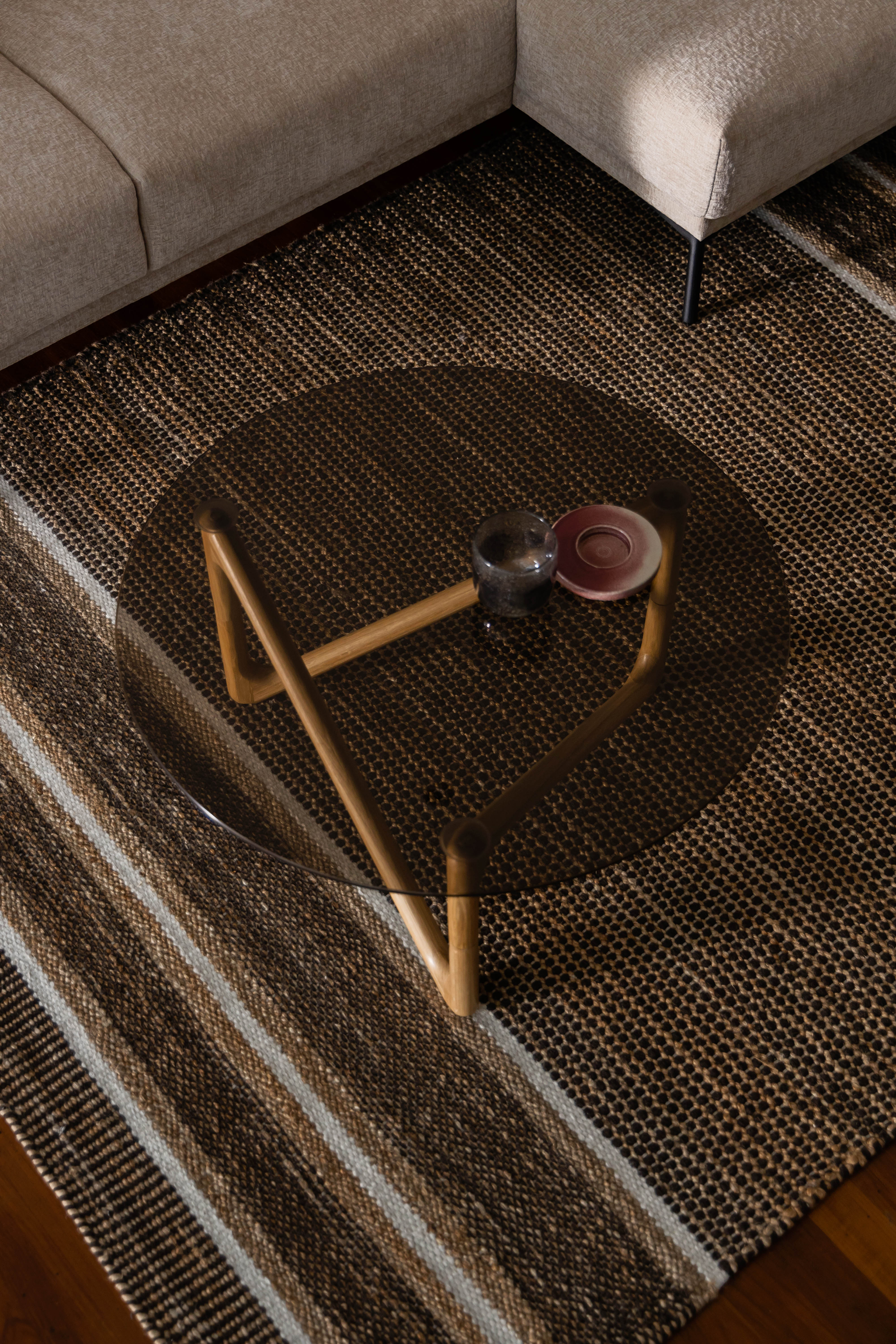 Dutchbone Naia Abstract Natural Wood & Smoked Glass Coffee Table